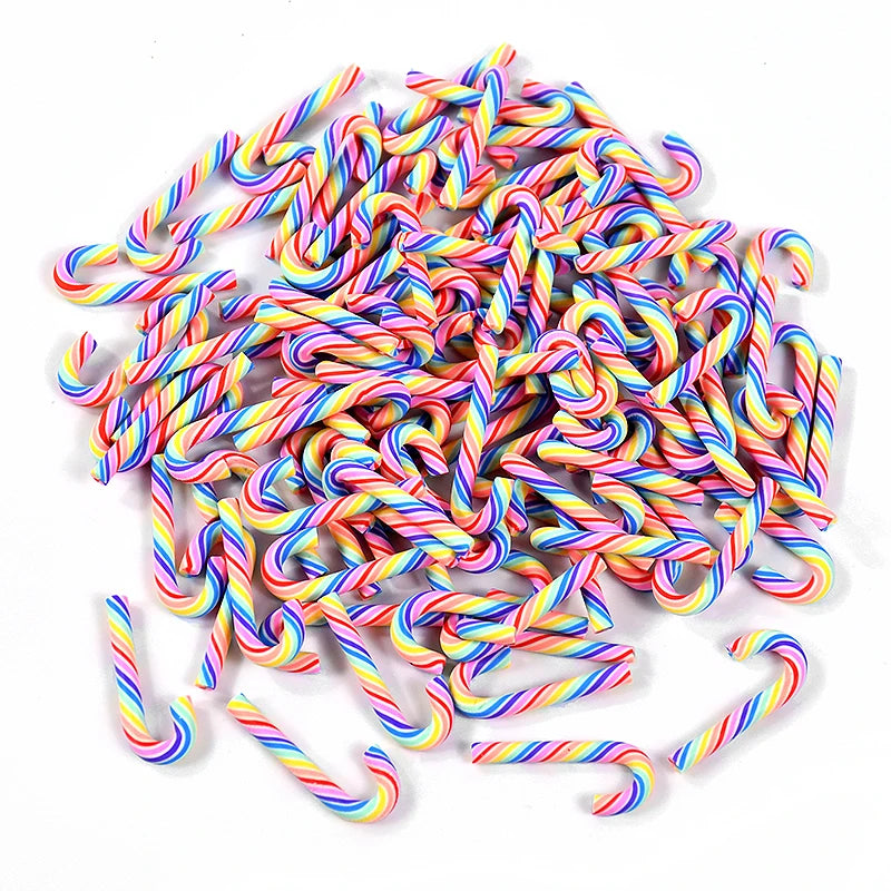 Mini Candy Cane Decorations - 50Pcs Resin Red White Christmas DIY Crafts Set - ZOOMNSTORE