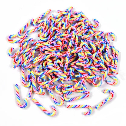 Mini Candy Cane Decorations - 50Pcs Resin Red White Christmas DIY Crafts Set - ZOOMNSTORE