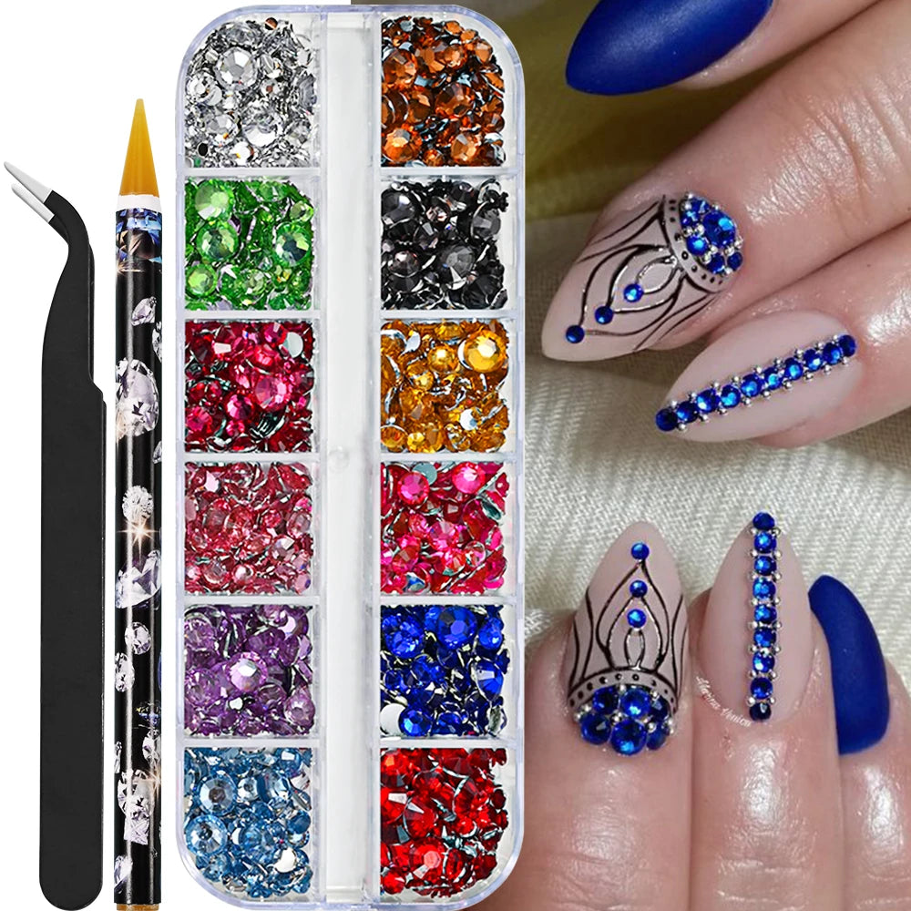 Mini Caviar Beads Nail Art Set - GoldSilver Micro Ball Charms with Magnetic Pen - ZOOMNSTORE