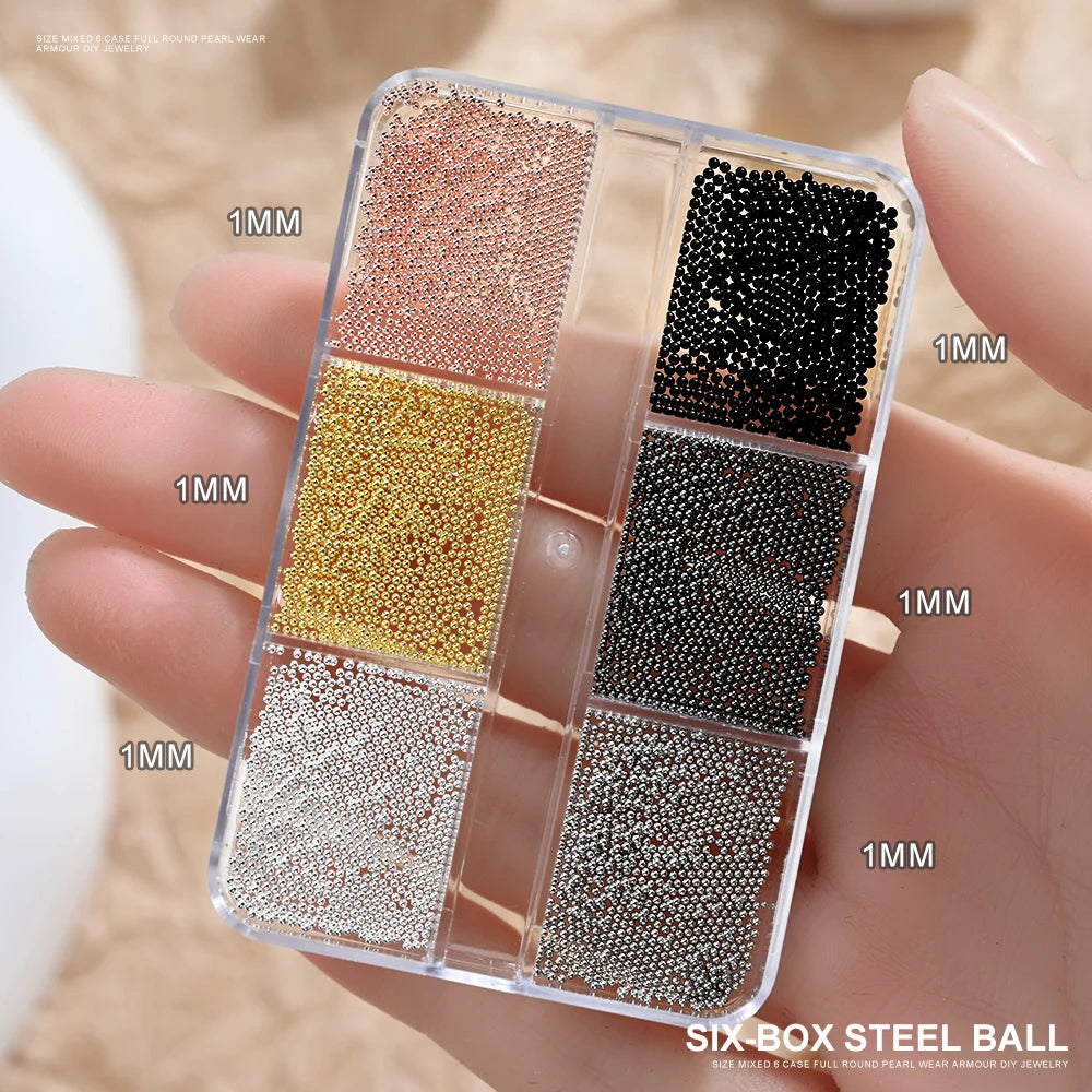 Mini Caviar Beads Nail Art Set - GoldSilver Micro Ball Charms with Magnetic Pen - ZOOMNSTORE