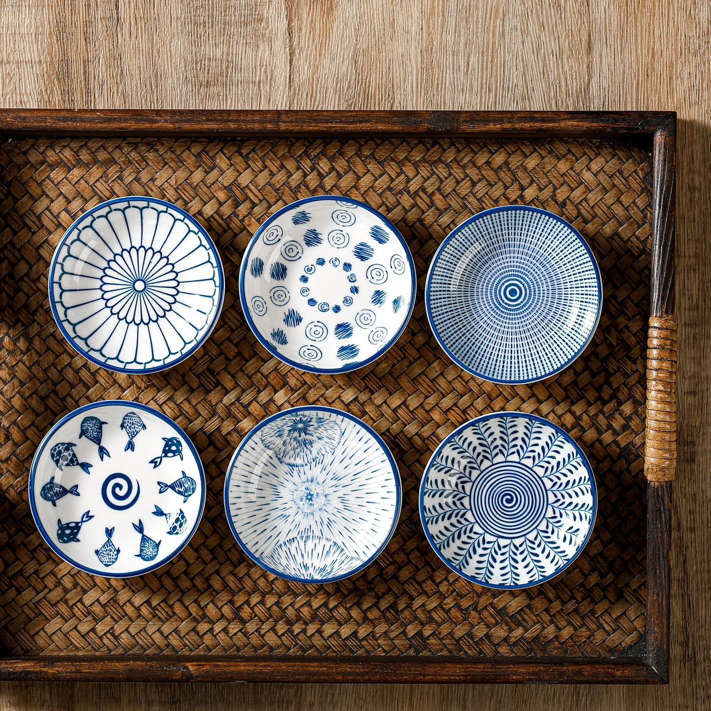 Mini Ceramic Sauce Dishes - Retro Chinese Style Sashimi Sushi Plates 6PCS Set - ZOOMNSTORE