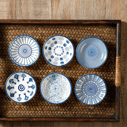 Mini Ceramic Sauce Dishes - Retro Chinese Style Sashimi Sushi Plates 6PCS Set - ZOOMNSTORE