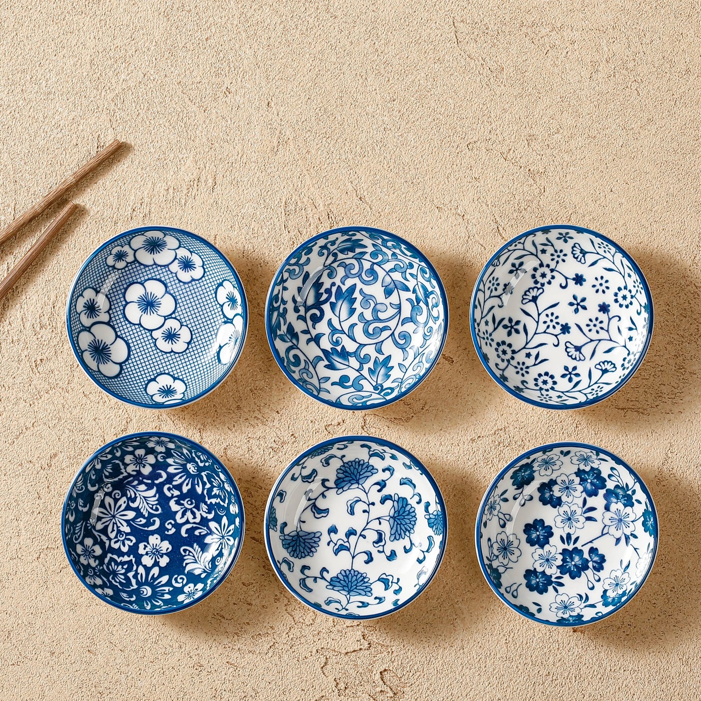 Mini Ceramic Sauce Dishes - Retro Chinese Style Sashimi Sushi Plates 6PCS Set - ZOOMNSTORE