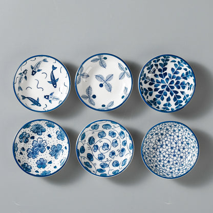 Mini Ceramic Sauce Dishes - Retro Chinese Style Sashimi Sushi Plates 6PCS Set - ZOOMNSTORE