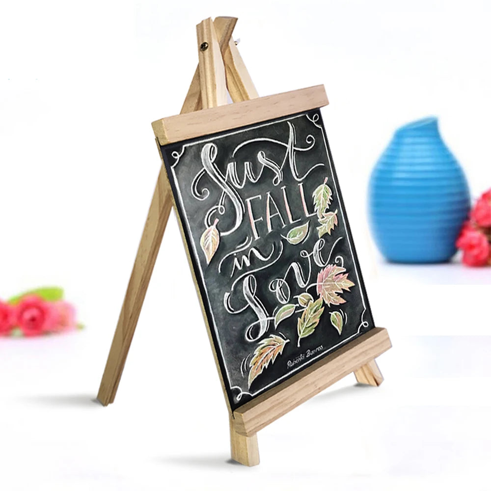 Mini Chalkboard With Pine Wood Frame - Desktop Blackboard Tabletop Easel - ZOOMNSTORE
