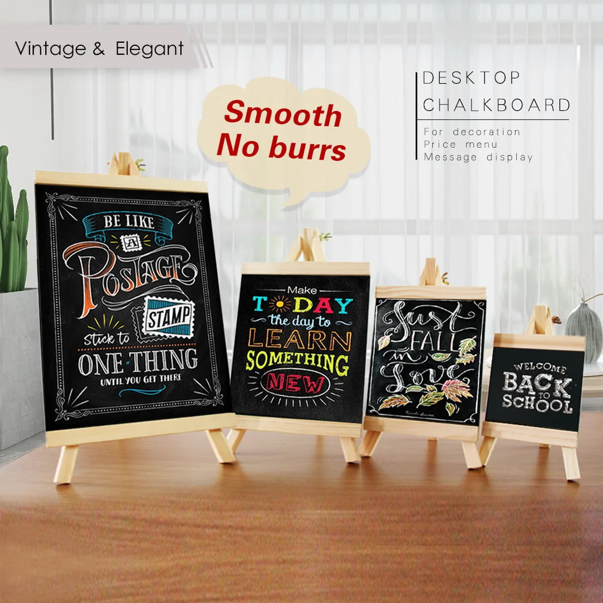 Mini Chalkboard With Pine Wood Frame - Desktop Blackboard Tabletop Easel - ZOOMNSTORE