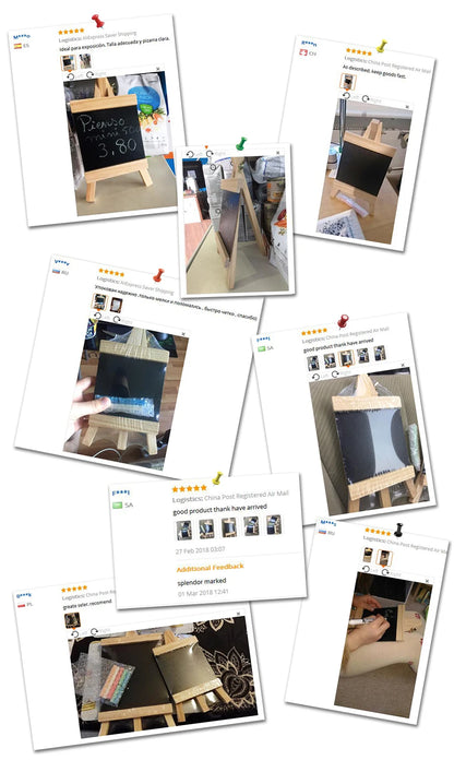 Mini Chalkboard With Pine Wood Frame - Desktop Blackboard Tabletop Easel - ZOOMNSTORE