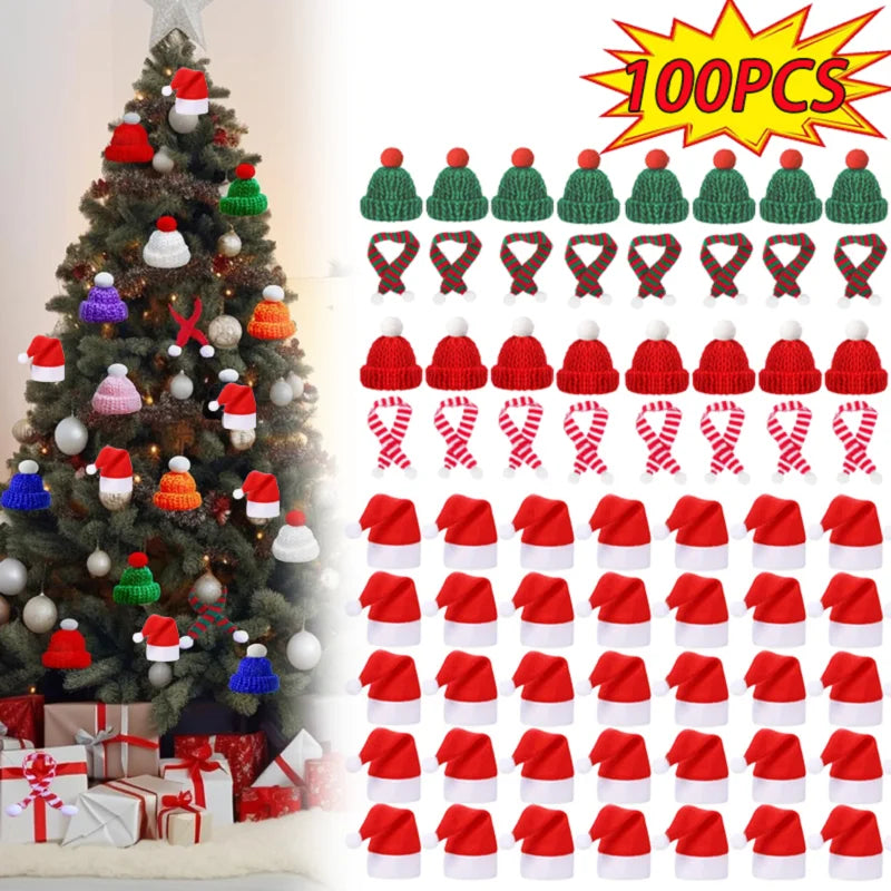 Mini Christmas Hat and Scarf Set - DIY Holiday Party Decoration - ZOOMNSTORE
