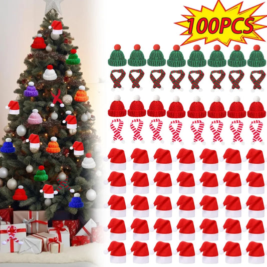 Mini Christmas Hat and Scarf Set - DIY Holiday Party Decoration - ZOOMNSTORE