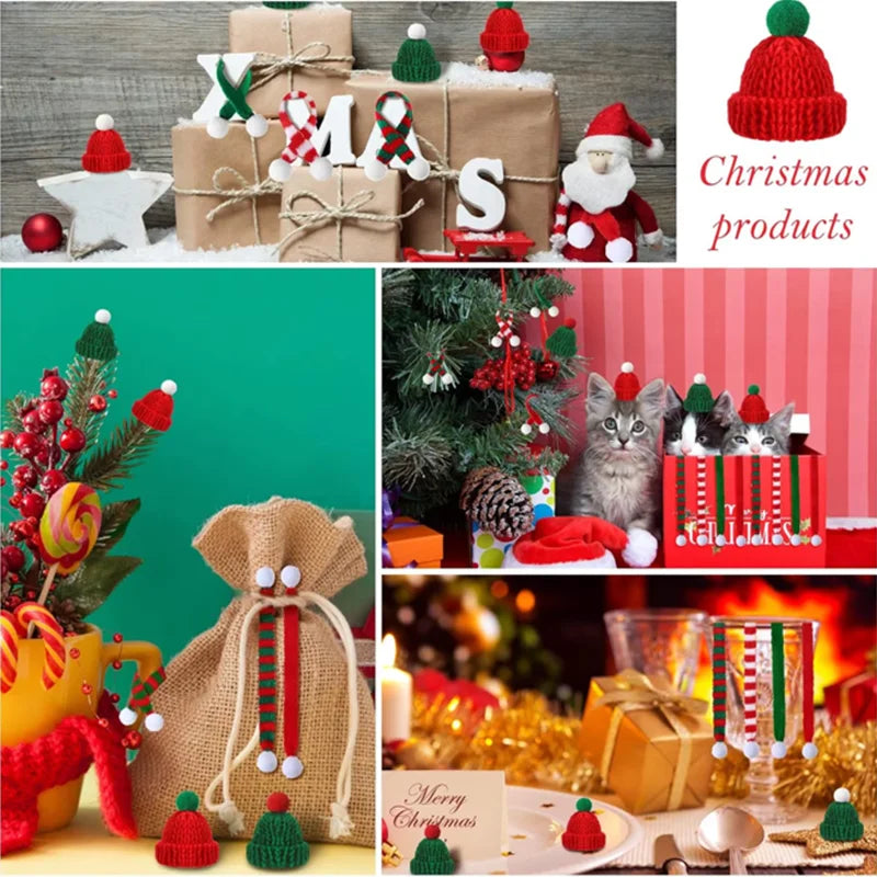 Mini Christmas Hat and Scarf Set - DIY Holiday Party Decoration - ZOOMNSTORE