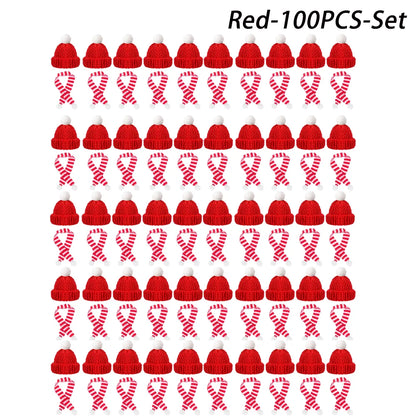 Mini Christmas Hat and Scarf Set - DIY Holiday Party Decoration - ZOOMNSTORE