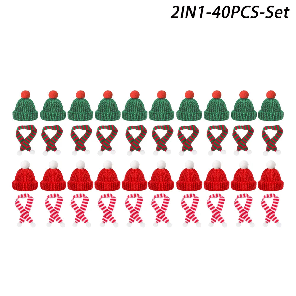 Mini Christmas Hat and Scarf Set - DIY Holiday Party Decoration - ZOOMNSTORE