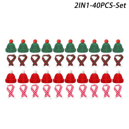 Mini Christmas Hat and Scarf Set - DIY Holiday Party Decoration - ZOOMNSTORE