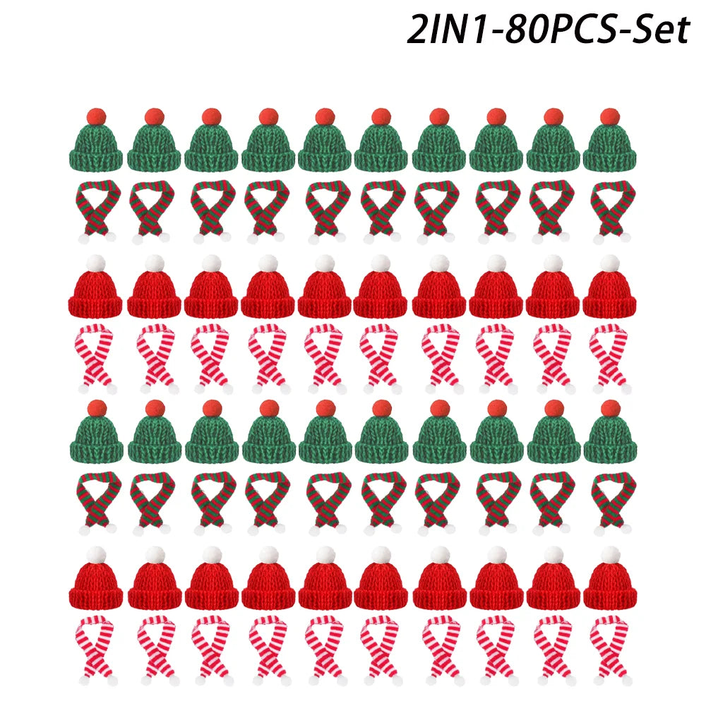 Mini Christmas Hat and Scarf Set - DIY Holiday Party Decoration - ZOOMNSTORE
