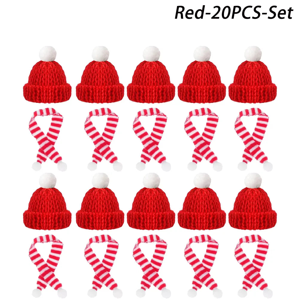 Mini Christmas Hat and Scarf Set - DIY Holiday Party Decoration - ZOOMNSTORE