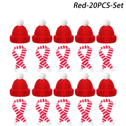 Mini Christmas Hat and Scarf Set - DIY Holiday Party Decoration - ZOOMNSTORE