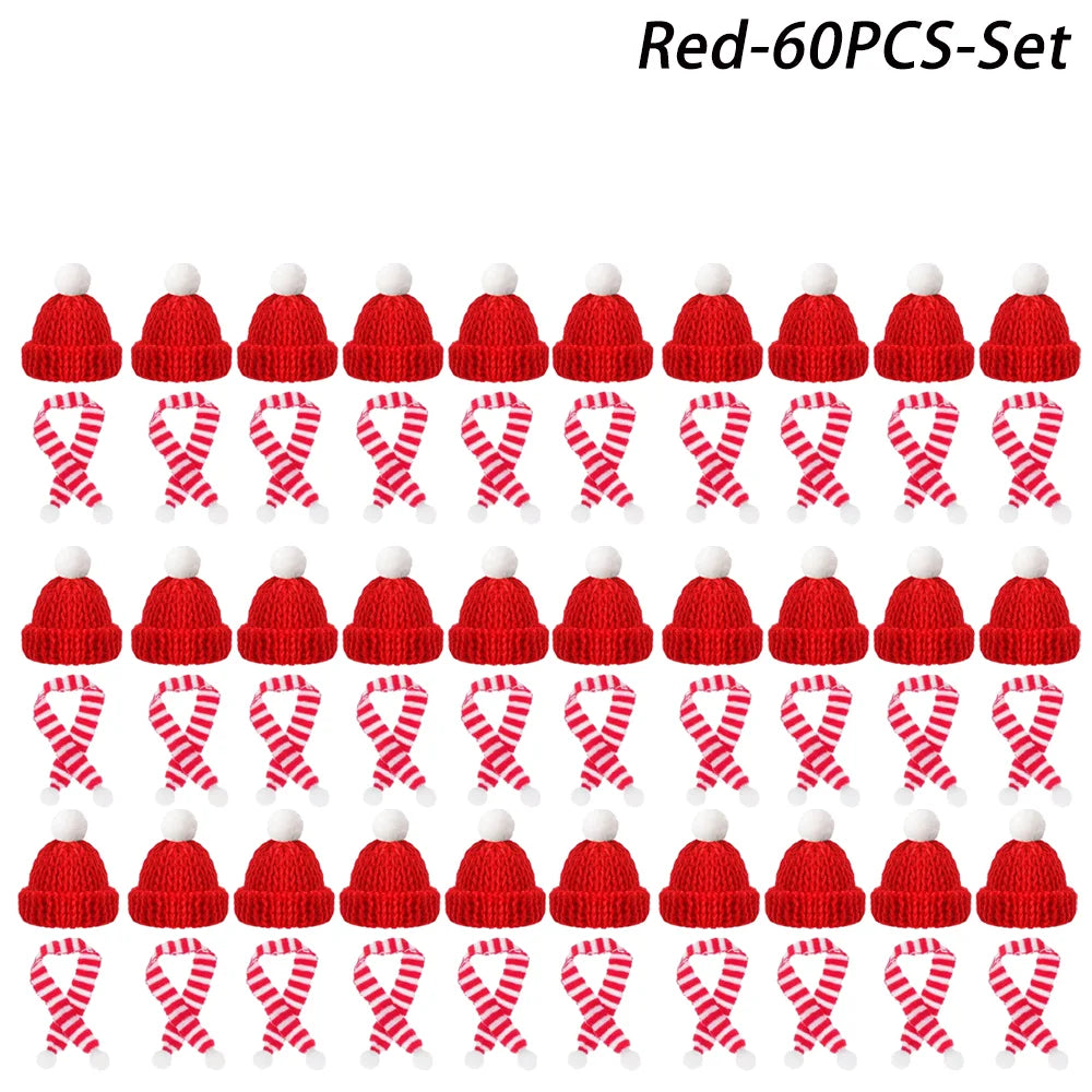 Mini Christmas Hat and Scarf Set - DIY Holiday Party Decoration - ZOOMNSTORE