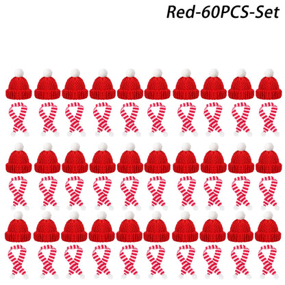 Mini Christmas Hat and Scarf Set - DIY Holiday Party Decoration - ZOOMNSTORE