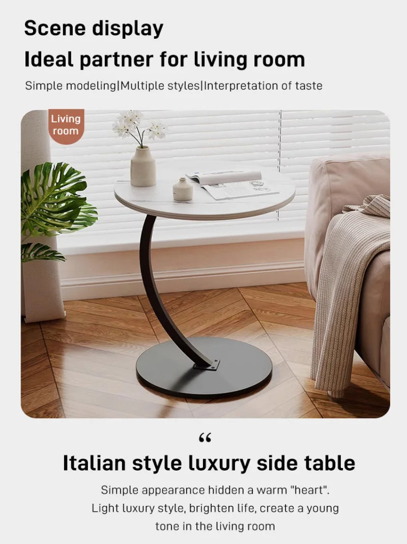 Round Movable Mini Coffee Table - Small Luxury Bedside Table - ZOOMNSTORE