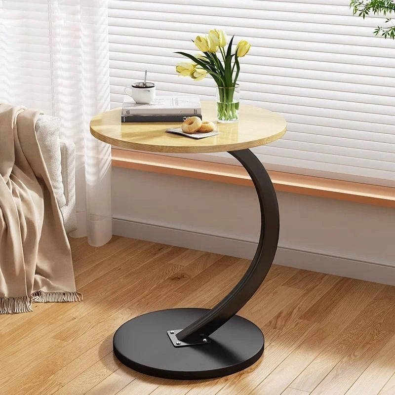 Round Movable Mini Coffee Table - Small Luxury Bedside Table - ZOOMNSTORE