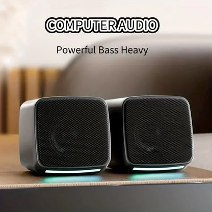 Mini Computer Speakers – Portable USB Powered 3.5mm Aux Speakers With Cool Lights - ZOOMNSTORE