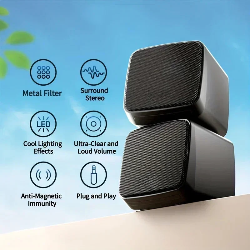 Mini Computer Speakers – Portable USB Powered 3.5mm Aux Speakers With Cool Lights - ZOOMNSTORE