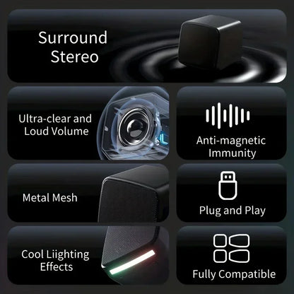 Mini Computer Speakers – Portable USB Powered 3.5mm Aux Speakers With Cool Lights - ZOOMNSTORE