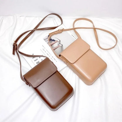 Mini PU Leather Crossbody Bag - Womens Solid Designer Shoulder Purse - ZOOMNSTORE
