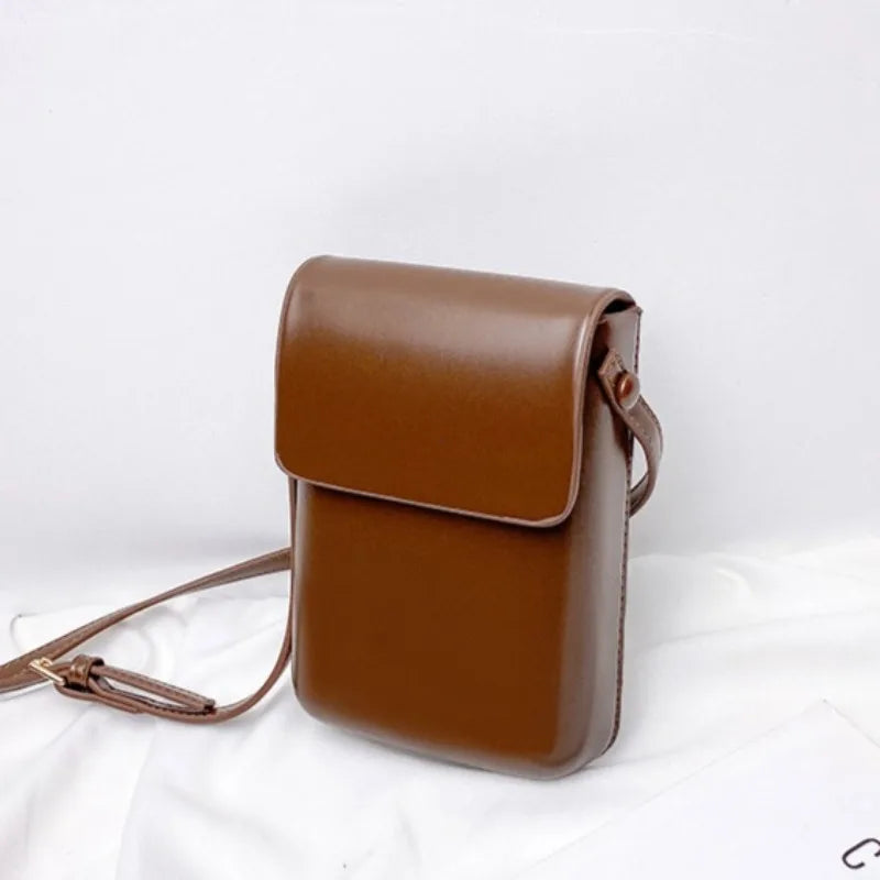 Mini PU Leather Crossbody Bag - Womens Solid Designer Shoulder Purse - ZOOMNSTORE