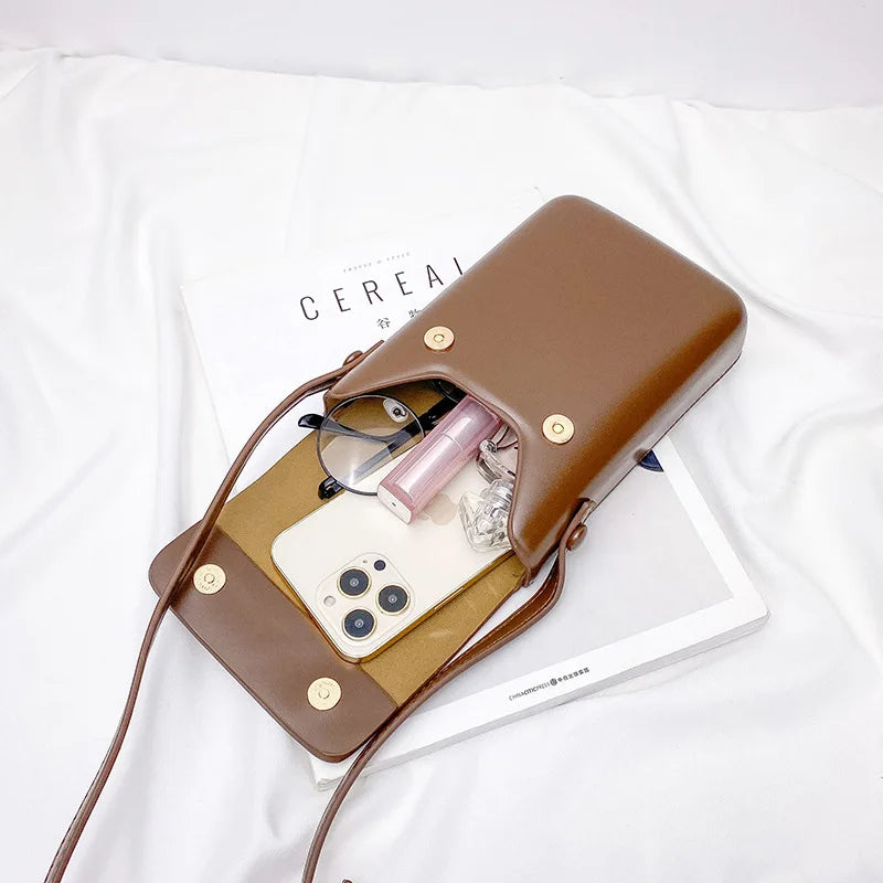 Mini PU Leather Crossbody Bag - Womens Solid Designer Shoulder Purse - ZOOMNSTORE