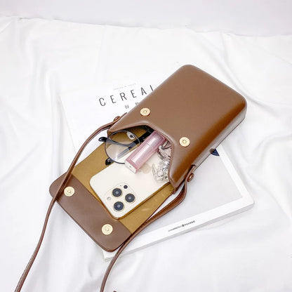 Mini PU Leather Crossbody Bag - Womens Solid Designer Shoulder Purse - ZOOMNSTORE