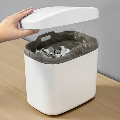 Mini Desktop Trash Can - Small Plastic Waste Bin with Shake Cover for Home Office - ZOOMNSTORE