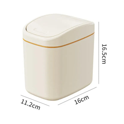 Mini Desktop Trash Can - Small Plastic Waste Bin with Shake Cover for Home Office - ZOOMNSTORE