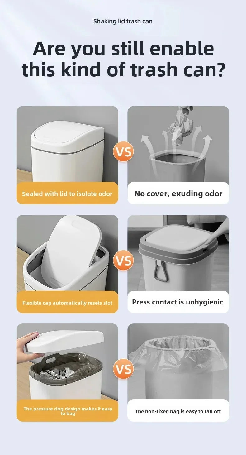 Mini Desktop Trash Can - Small Plastic Waste Bin with Shake Cover for Home Office - ZOOMNSTORE