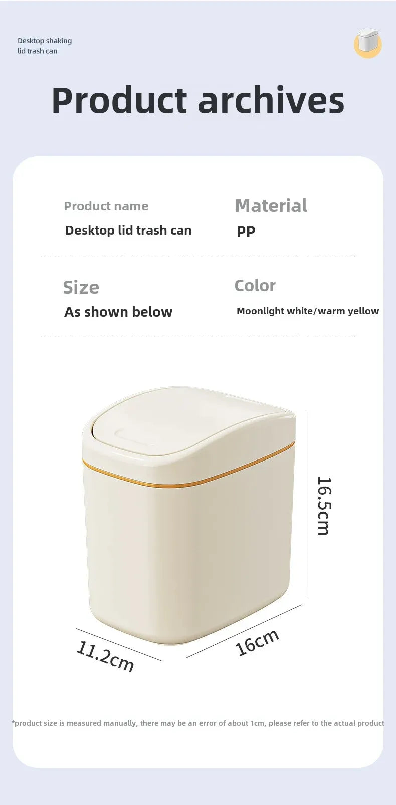 Mini Desktop Trash Can - Small Plastic Waste Bin with Shake Cover for Home Office - ZOOMNSTORE