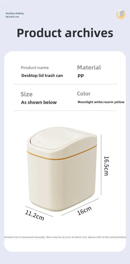 Mini Desktop Trash Can - Small Plastic Waste Bin with Shake Cover for Home Office - ZOOMNSTORE