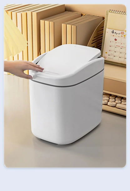 Mini Desktop Trash Can - Small Plastic Waste Bin with Shake Cover for Home Office - ZOOMNSTORE