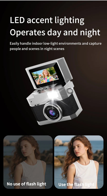 Mini Digital Camera - 1080P Video Recorder With Flip Selfie Screen & LED Fill Light - ZOOMNSTORE