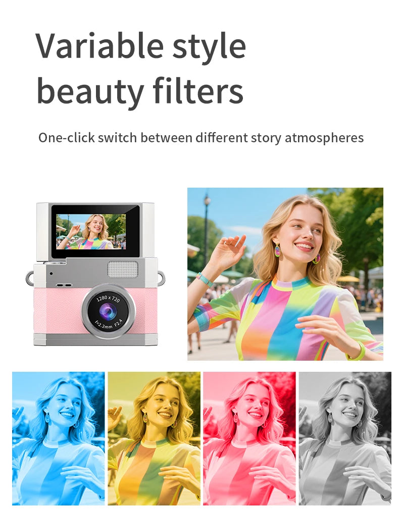 Mini Digital Camera - 1080P Video Recorder With Flip Selfie Screen & LED Fill Light - ZOOMNSTORE