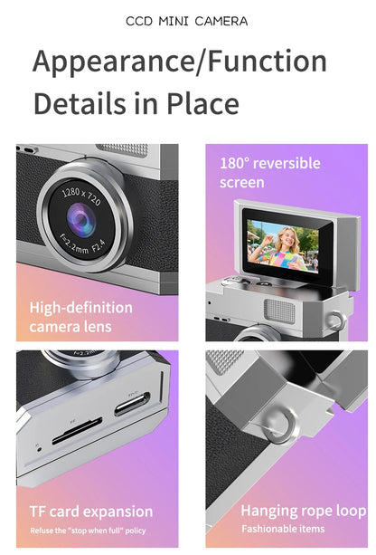 Mini Digital Camera - 1080P Video Recorder With Flip Selfie Screen & LED Fill Light - ZOOMNSTORE