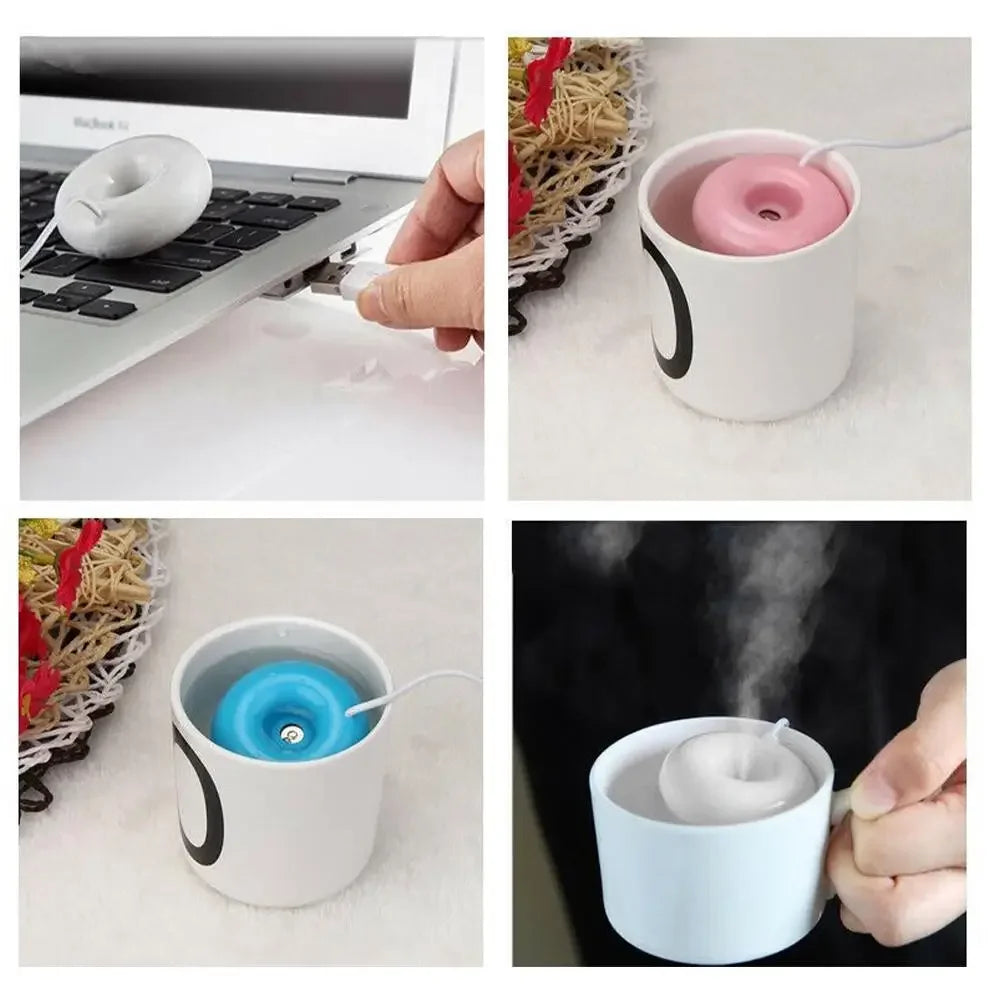 Mini Donut Humidifier - USB Air Purifier  Steam Diffuser for Home  Office - ZOOMNSTORE