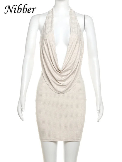 Mini Dress Women - Strapless V Neck Summer Solid Color Above Knee Dress - ZOOMNSTORE