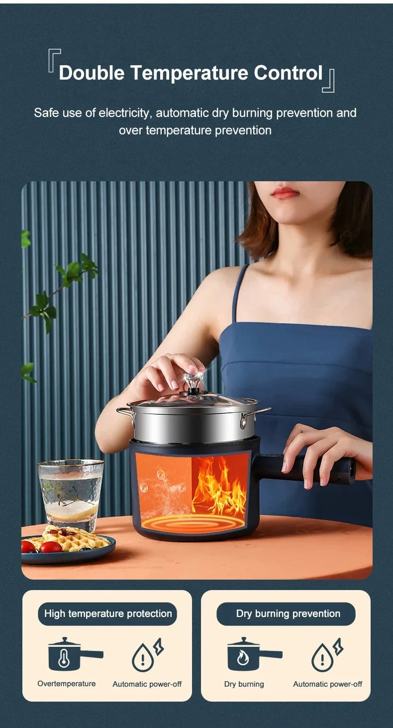Mini Electric Multi-Function Cooker - Non-Stick Hot Pot  Noodle Maker - ZOOMNSTORE
