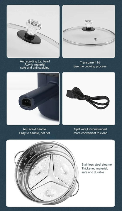 Mini Electric Multi-Function Cooker - Non-Stick Hot Pot  Noodle Maker - ZOOMNSTORE