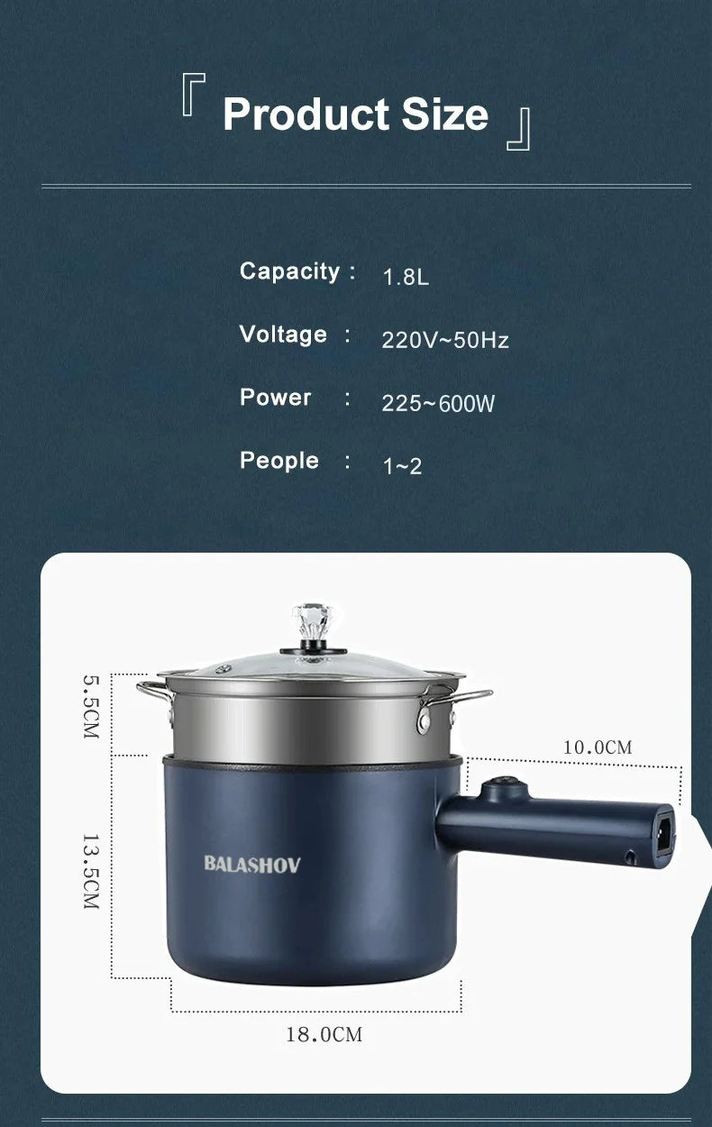 Mini Electric Multi-Function Cooker - Non-Stick Hot Pot  Noodle Maker - ZOOMNSTORE