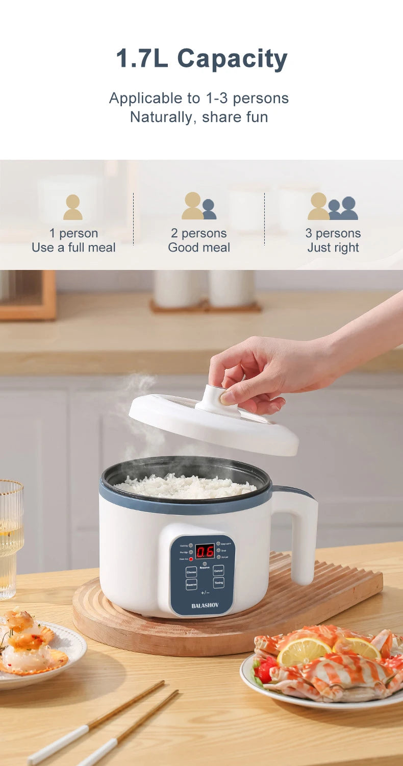 Mini Electric Rice Cooker - Intelligent Multi-Cooker for 1-2 People - ZOOMNSTORE