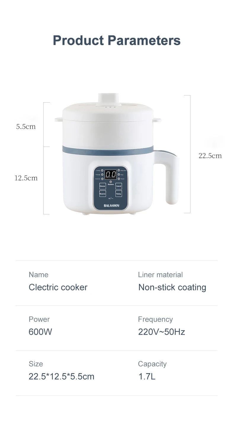 Mini Electric Rice Cooker - Intelligent Multi-Cooker for 1-2 People - ZOOMNSTORE