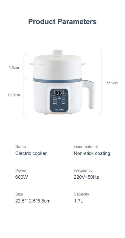 Mini Electric Rice Cooker - Intelligent Multi-Cooker for 1-2 People - ZOOMNSTORE