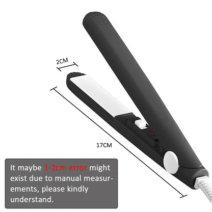 Mini Flat Iron - Dual Purpose Hair Straightener & Ceramic Curling Wand with Heat Protection - ZOOMNSTORE