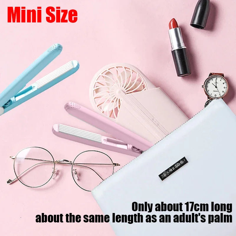Mini Flat Iron - Dual Purpose Hair Straightener & Ceramic Curling Wand with Heat Protection - ZOOMNSTORE